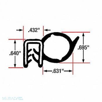 FAIRCHILD Edge Grip Seal Side Bulb 10 ft EPDM, 61UK41