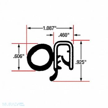FAIRCHILD Edge Grip Seal Side Bulb 10 ft EPDM, 61UK43