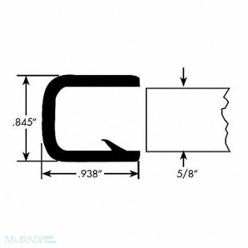 FAIRCHILD Edge Grip Seal Edge Trim 50 ft PVC, 61UK45
