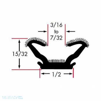 FAIRCHILD Edge Grip Seal Window Channel 8 ft EPDM, 61UK51