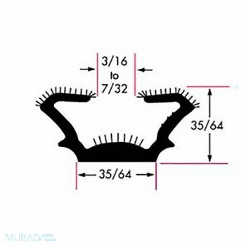 FAIRCHILD Edge Grip Seal Window Channel 8 ft EPDM, 61UK52