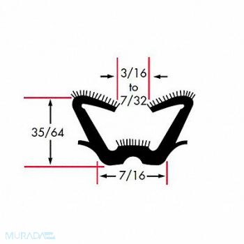 FAIRCHILD Edge Grip Seal Window Channel 6 ft EPDM, 61UK53