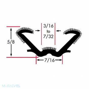 FAIRCHILD Edge Grip Seal Window Channel 8 ft EPDM, 61UK54