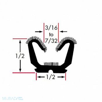FAIRCHILD Edge Grip Seal Window Channel 8 ft EPDM, 61UK56