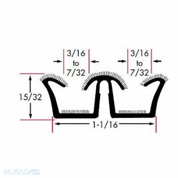 FAIRCHILD Edge Grip Seal Double Wndow Channel 8 ft, 61UK57