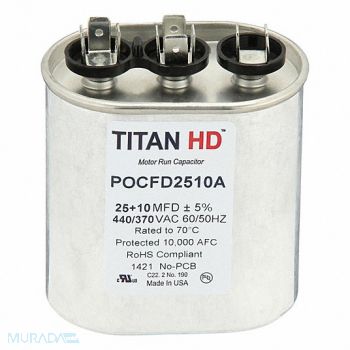 TITAN HD Oval Motor Dual Run Capacitor 440-370VAC, 61UN50