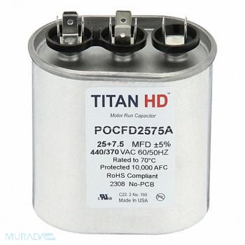 TITAN HD Oval Motor Dual Run Capacitor 440-370VAC, 61UN52