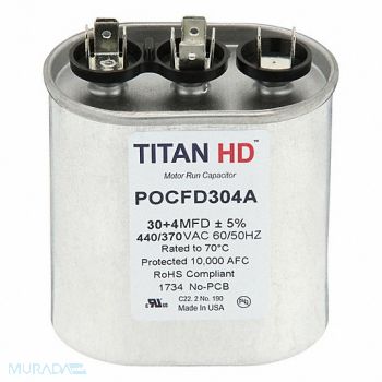 TITAN HD Oval Motor Dual Run Capacitor 440-370VAC, 61UN54