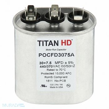 TITAN HD Oval Motor Dual Run Capacitor 440-370VAC, 61UN55
