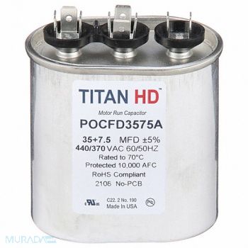 TITAN HD Oval Motor Dual Run Capacitor 440-370VAC, 61UN59