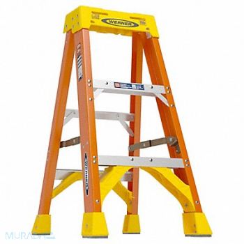 WERNER Stepladder 6200 H 3 ft Spread 23-1/8 In, 41D245