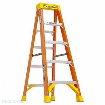 WERNER Stepladder Fiberglass 5 ft H 300 lb Cap, 3AZX1