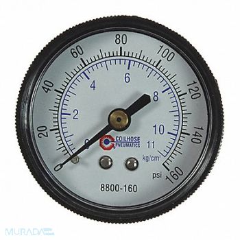 COILHOSE PNEUMATICS DG 1/4 Back Mount 0-160PSI 2, 620N52