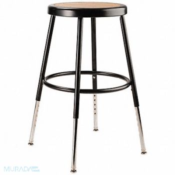 NATIONAL PUBLIC SEATING Round Stool Adjustable Legs Black 18 H, 20HW56