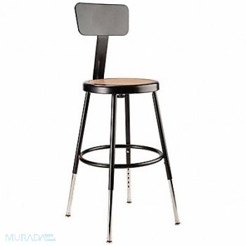 NATIONAL PUBLIC SEATING Round Stool Adjustable Legs Black 32 H, 35JG62