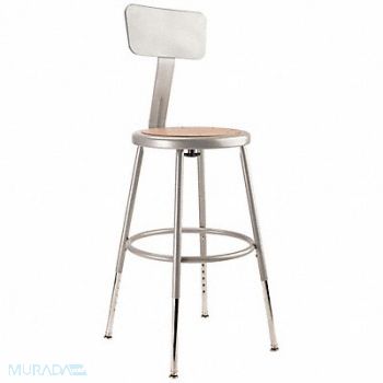 NATIONAL PUBLIC SEATING Round Stool Adjustable Legs Gray 32 H, 8UKG1