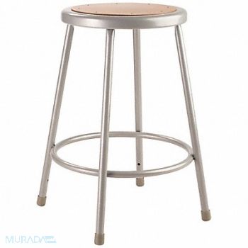 NATIONAL PUBLIC SEATING Round Stool Welded Tube Leg Gray 24 H, 9RZR7