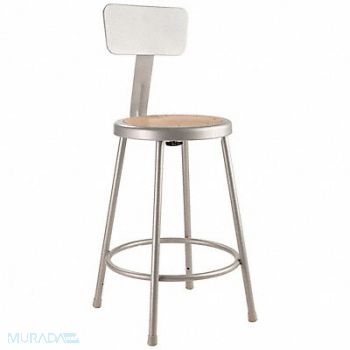 NATIONAL PUBLIC SEATING Round Stool Welded Tube Leg Gray 37 H, 8ZFK3