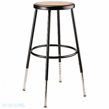 NATIONAL PUBLIC SEATING Round Stool Adjustable Legs Black 25 H, 20HW57