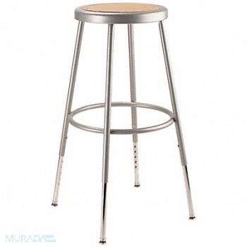 NATIONAL PUBLIC SEATING Round Stool Adjustable Legs Gray 25 H, 3LLV9