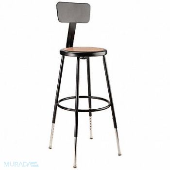 NATIONAL PUBLIC SEATING Round Stool Adjustable Legs Black 38 H, 35JG63