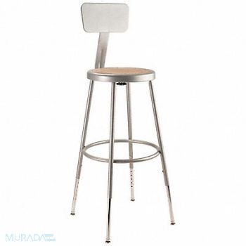 NATIONAL PUBLIC SEATING Round Stool Adjustable Legs Gray 38 H, 8CV69