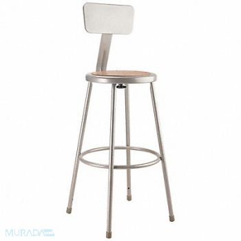 NATIONAL PUBLIC SEATING Round Stool Welded Tube Leg Gray 43 H, 8CV68