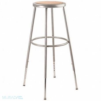 NATIONAL PUBLIC SEATING Round Stool Adjustable Legs Gray 31.5 H, 9J007