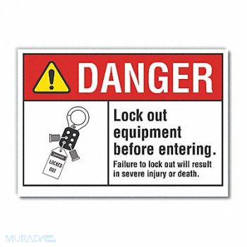 LYLE Danger Sign 10inx14in Non-PVC Polymer, 456P09