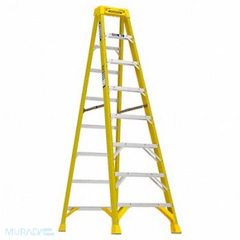 WERNER Stepladder Fiberglass 8 ft H 375 lb Cap, 29JV23