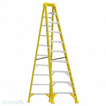 WERNER Stepladder Fiberglass 10 ft H 375 lb Cap, 29JV25