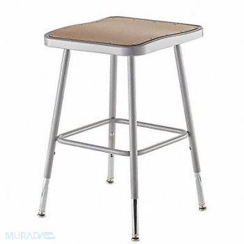 NATIONAL PUBLIC SEATING Square Stool Adjustable Legs Gray 18 H, 9CUK1