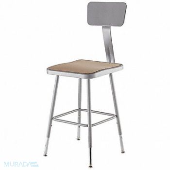 NATIONAL PUBLIC SEATING Square Stool Adjustable Legs Gray 32 H, 8PPL3