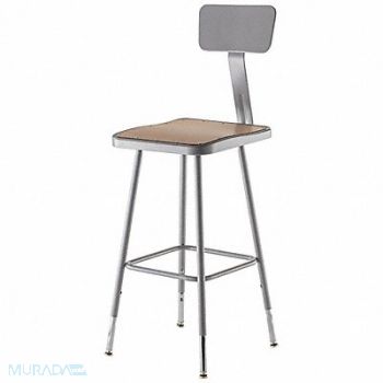 NATIONAL PUBLIC SEATING Square Stool Adjustable Legs Gray 38 H, 9G514