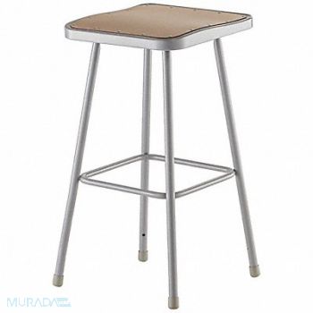 NATIONAL PUBLIC SEATING Square Stool Welded Tube Leg Gray 30 H, 9T066