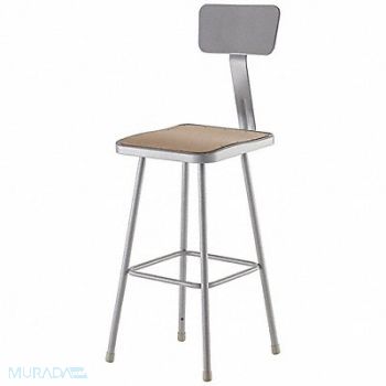 NATIONAL PUBLIC SEATING Square Stool Welded Tube Leg Gray 43 H, 8RNU4