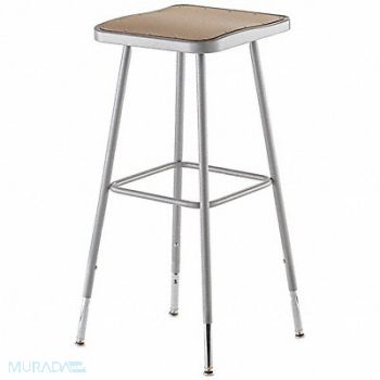 NATIONAL PUBLIC SEATING Square Stool Adjustable Legs Gray 30 H, 8D273