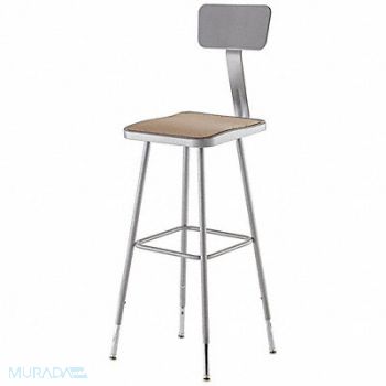 NATIONAL PUBLIC SEATING Square Stool Adjustable Legs Gray 44 H, 9KEE6