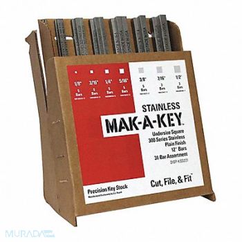 MAK-A-KEY Key Stock Assorment 31 pcs.1 ft Length, 63HU33