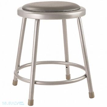 NATIONAL PUBLIC SEATING Round Stool Welded Tube Leg Gray 18 H, 8XDF3