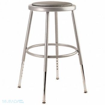 NATIONAL PUBLIC SEATING Round Stool Adjustable Legs Gray 19 H, 9KAW2