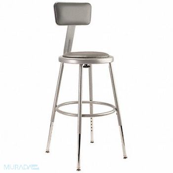 NATIONAL PUBLIC SEATING Round Stool Adjustable Legs Gray 32 H, 8ZDK3