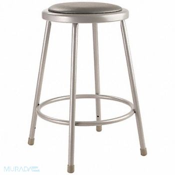 NATIONAL PUBLIC SEATING Round Stool Welded Tube Leg Gray 24 H, 9HZA2