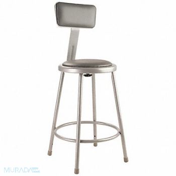 NATIONAL PUBLIC SEATING Round Stool Welded Tube Leg Gray 37 H, 9AEL7