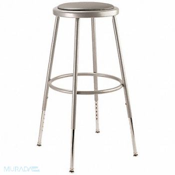 NATIONAL PUBLIC SEATING Round Stool Adjustable Legs Gray 25 H, 9WZZ2
