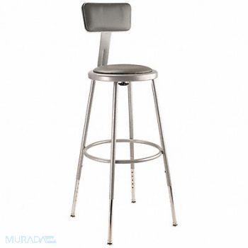 NATIONAL PUBLIC SEATING Round Stool Adjustable Legs Gray 38 H, 9F713