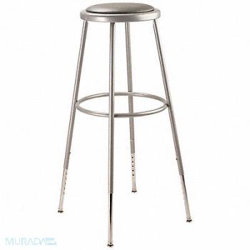 NATIONAL PUBLIC SEATING Round Stool Adjustable Legs Gray 31 H, 9AEL6
