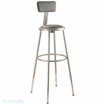 NATIONAL PUBLIC SEATING Round Stool Adjustable Legs Gray 44 H, 8CV35