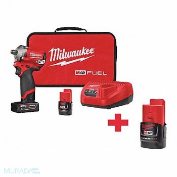 MILWAUKEE Impact Wrench Cordless Compact 12VDC, 643F63