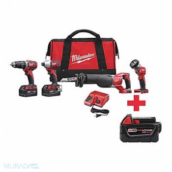 MILWAUKEE Cordless Combination Kit 4 Tools 18V DC, 643F88